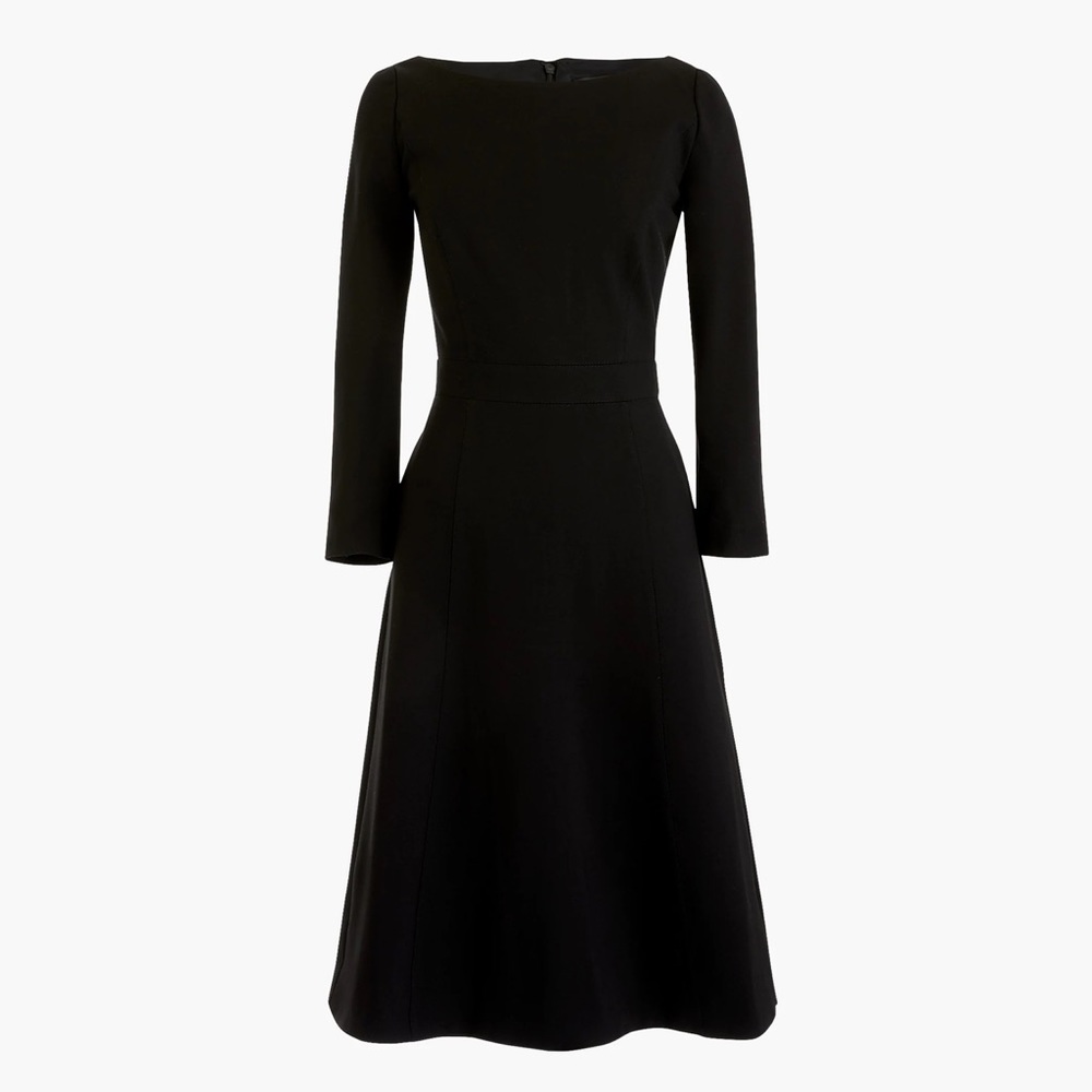 J. Crew NWT Fit & Flare Sheath Dress Stretch Ponte Knit Black SZ 2 - Picture 2 of 16